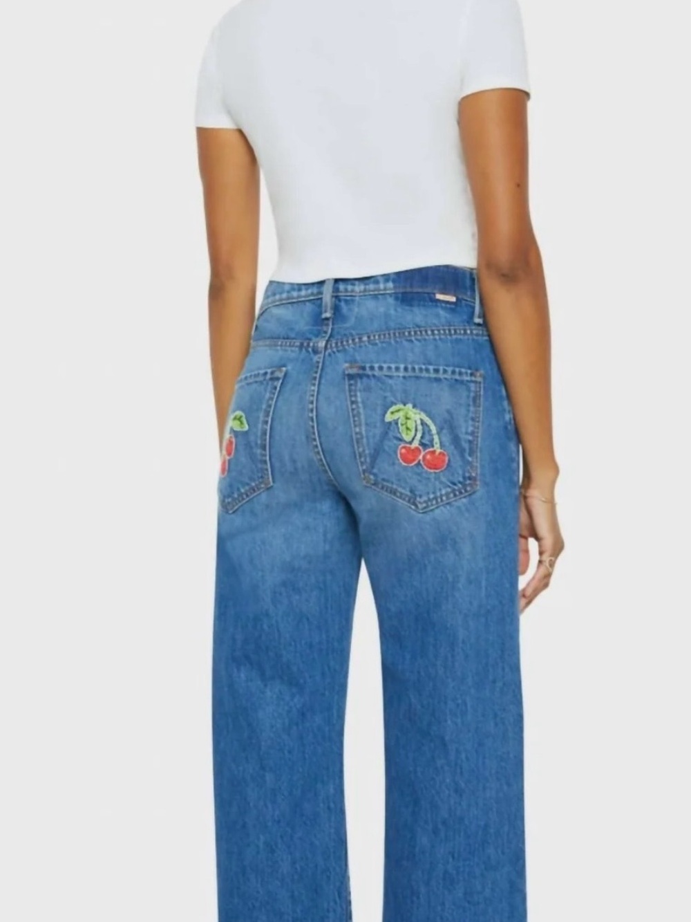 MOTHER THE DODGER ANKLE GREEN THUMB Cherry Embroidered jeans size 30 EUC